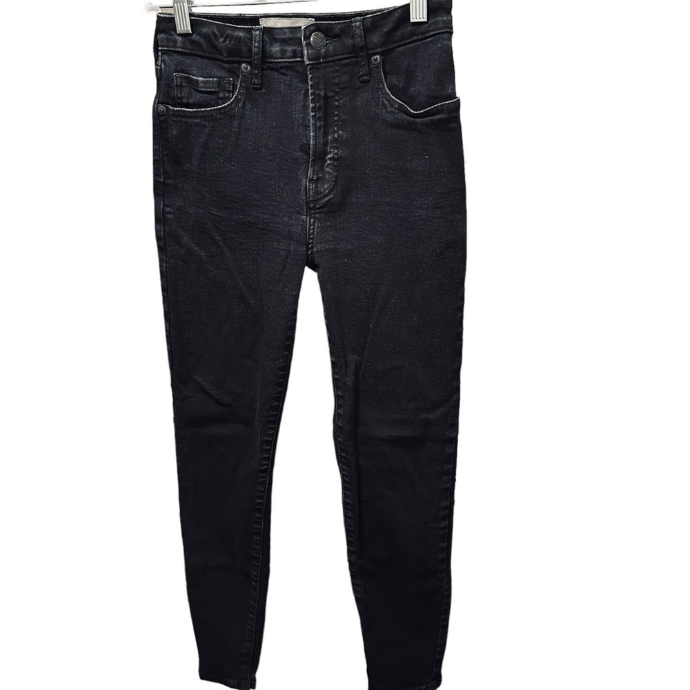Everlane The Curvy High Rise Skinny crop Black Denim Ankle Jeans Size 26 Regular